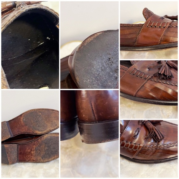 Vintage Bragano Mens Italian Leather Tassel Loafers Dress Shoes 10M - Picture 14 of 16
